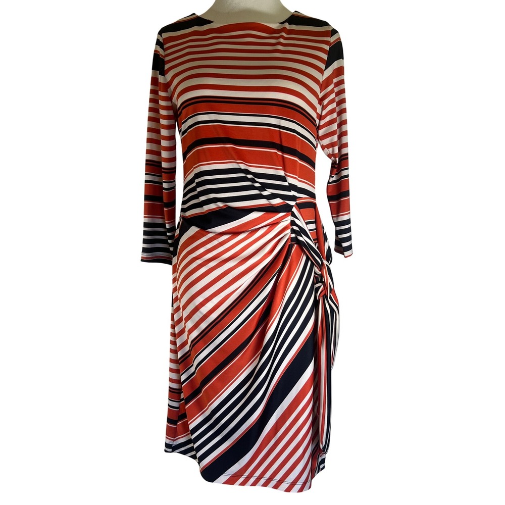 Shelby & Palmer Women's Orange‎ Striped Dress with Tie - Size M